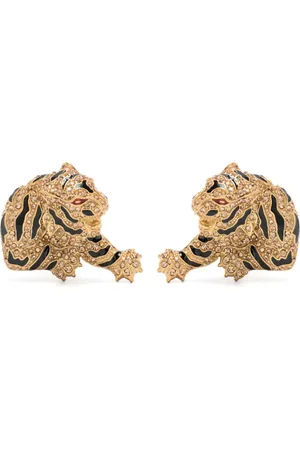 Roberto Cavalli Aretes de tigre con detalles de cristal