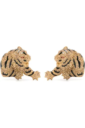 Roberto Cavalli Aretes de tigre con detalles de cristal