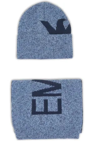 Emporio Armani Set de dos gorros con logo en intarsia