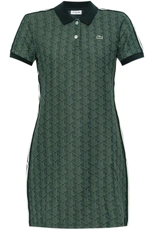 Lacoste Vestido tipo playera tipo polo con monograma en jacquard