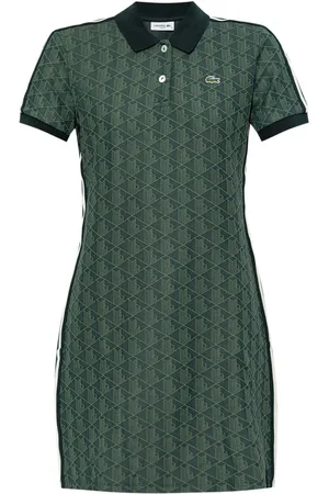 Lacoste Vestido tipo playera tipo polo con monograma en jacquard