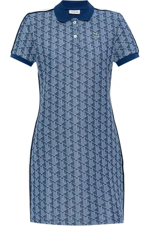 Lacoste Vestido tipo playera tipo polo con monograma en jacquard