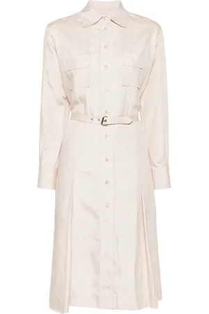 Saint Laurent Vestido camisero de seda 1980
