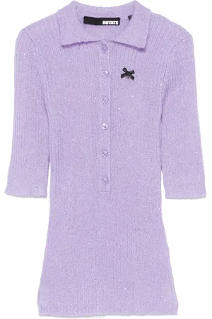 ROTATE Playera tipo polo tejido con lentejuelas