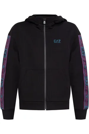 EA7 Hoodie con franja del logo y cierre