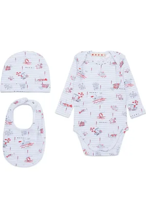 Marni Set de tres mamelucos con ilustración estampada
