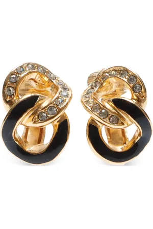 Dior Aretes de clip de cadena con detalles de strass