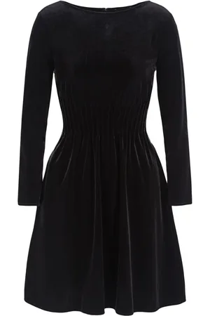 Emporio Armani Vestido de terciopelo manga larga con peplum
