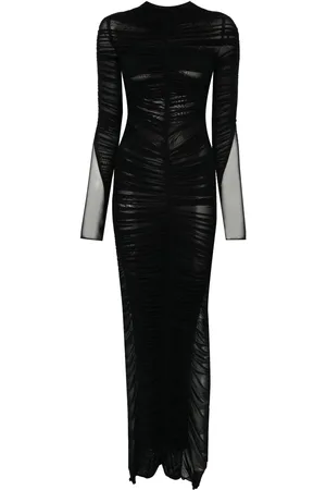 MUGLER Vestido largo con diseño fruncido