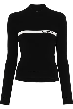 OFF-WHITE Top con franja del logo y cuello falso