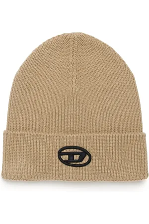 Diesel Gorro tejido de canalé con logo bordado