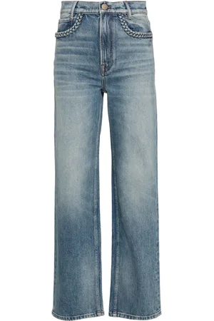 Maje Jeans rectos con ribete trenzado