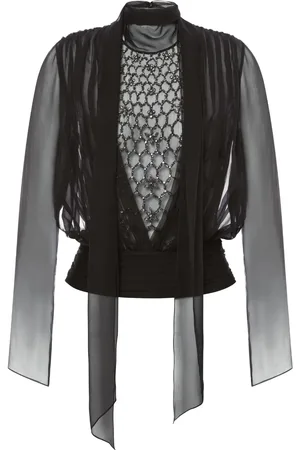 Alberta Ferretti Top de seda con detalles de cristal