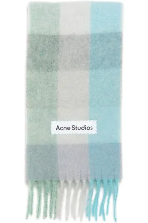 Acne Studios Mascada con cuadros estampados y parche del logo