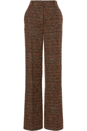 Alberta Ferretti Pantalones de vestir de tweed con tiro alto