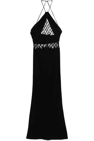 CHRISTOPHER ESBER Vestido largo de seda con detalle de red