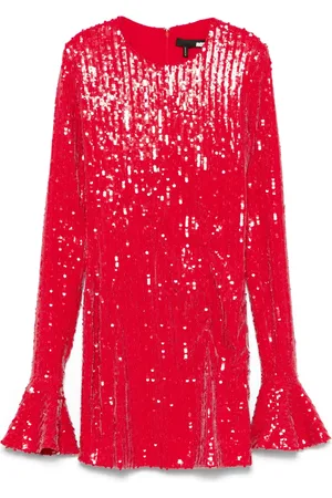 ROTATE Vestido corto manga larga con lentejuelas