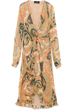 Etro Vestido midi con estampado de cachemira