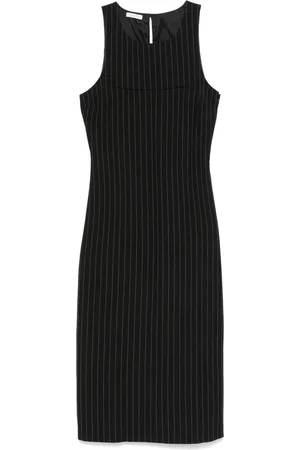 Patrizia Pepe Vestido midi con cuello redondo y estampado de rayas diplomáticas