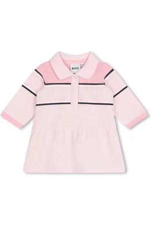 HUGO BOSS Vestido estilo playera tipo polo con logo bordado