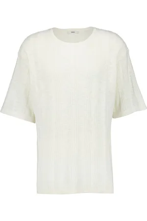 COMMAS Playera de tejido fino de canalé