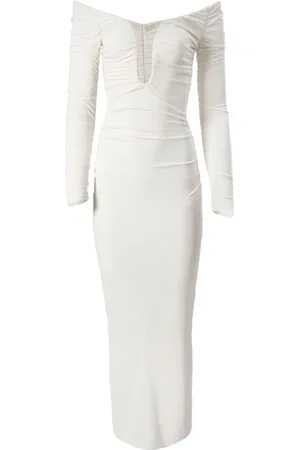 Carolina Herrera Vestido midi fruncido con cuello en U