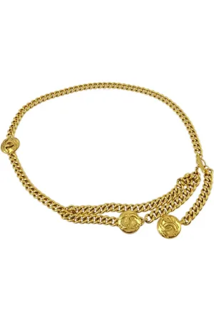 CHANEL Cinturón de cadena con dije del logo 1994