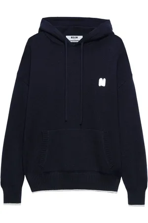 Msgm Hoodie tejida con logo estampado