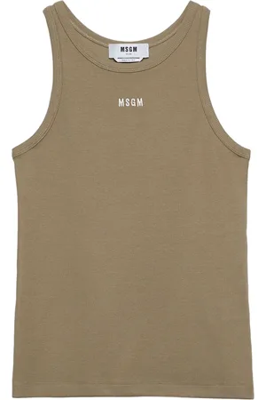 Msgm Top tejido de canalé con logo bordado