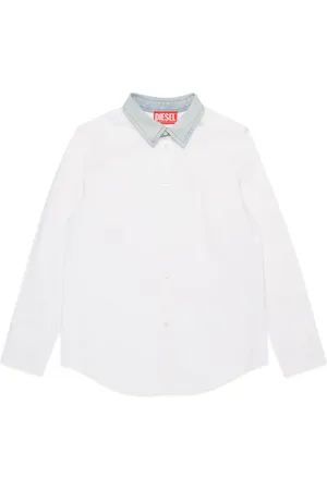 Diesel Camisa manga larga con cuello de mezclilla