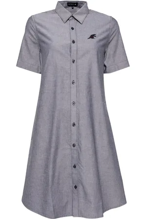 AGNÈS B. Vestido camisero con bordado de dinosaurio