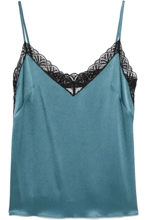 Alberta Ferretti Top satinado con ribete de encaje