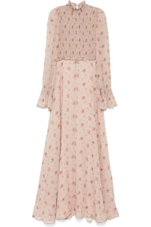 BLUMARINE Vestido largo de seda con estampado floral