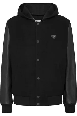 Philipp Plein Chamarra bomber con mangas de cuero
