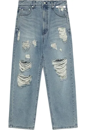 KIMHEKIM Jeans rectos con detalles rasgados