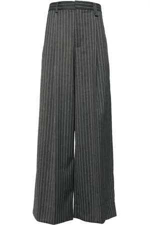 Simone Rocha Pants con pinzas y rayas diplomáticas estampadas