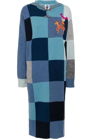 YANYAN KNITS Vestido estilo hoodie con motivo de cuadros