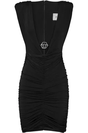 Philipp Plein Vestido corto con diseño fruncido y placa del logo