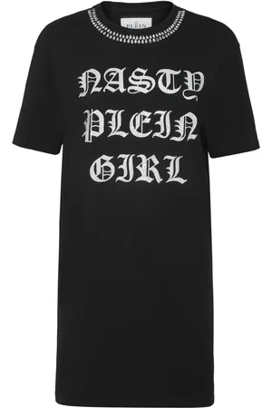 Philipp Plein Vestido estilo playera con detalles de cristal