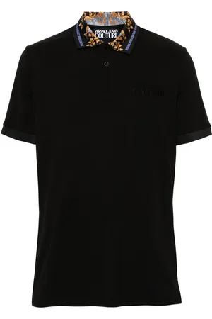 VERSACE Playera tipo polo con logo bordado