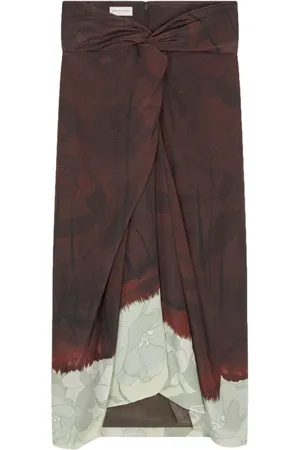 DRIES VAN NOTEN Falda drapeada con estampado floral