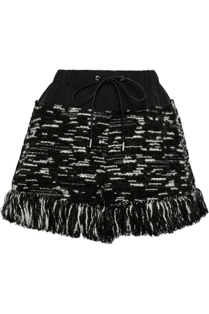 SACAI Shorts tejidos con flecos en los bordes