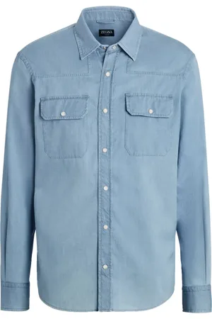 Ermenegildo Zegna Camisa de mezclilla con efecto blanqueado
