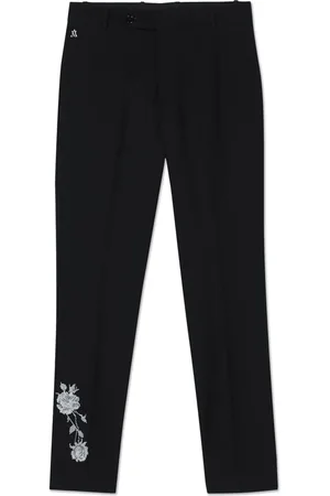 Maison Ava Pantalones acampanados con motivo floral en jacquard
