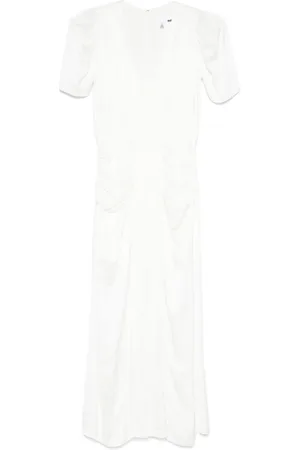 ROTATE Vestido midi con diseño satindo y cuello en V