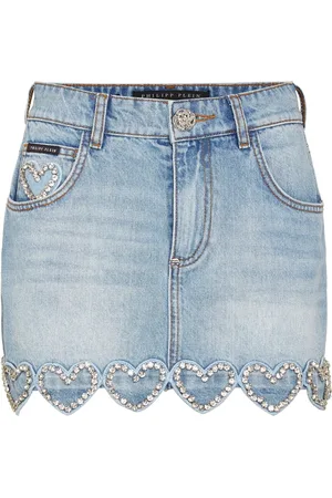 Philipp Plein Falda de mezclilla con detalle de corazón