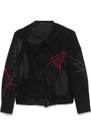 YOHJI YAMAMOTO Chamarra biker estampada