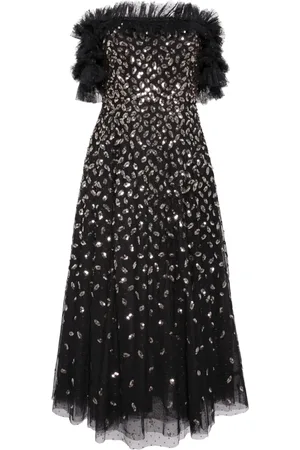 Needle & Thread Vestido Autumn Leaves Off-Shoulder Ballerina