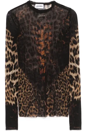 Jean Paul Gaultier Top de malla con estampado de leopardo