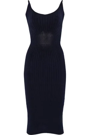 MUGLER Vestido midi tejido de canalé